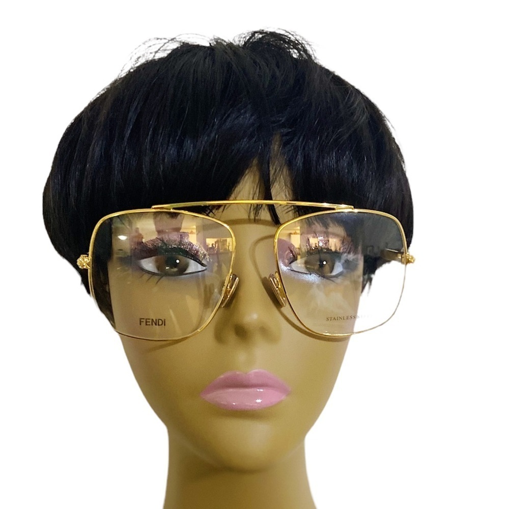 FENDI 57mm aviator oversized gold optical Frames/eyewear